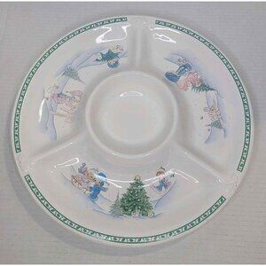Vintage 1997 Precious Moments Christmas Platter Tray Chips Dip Vegetable…